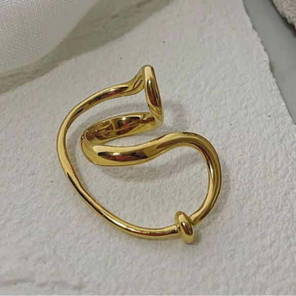 The Extra Abstract statement geometric ring in yellow gold plating over 925 - Picture 8 of 8